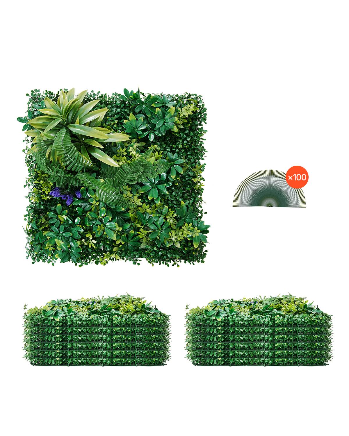 Vevor - VEVOR Mur végétal artificiel, 12 panneaux 50x50 cm, 3D emboîtables. Décoration intérieur/extérieur, brise-vue. - Image 1