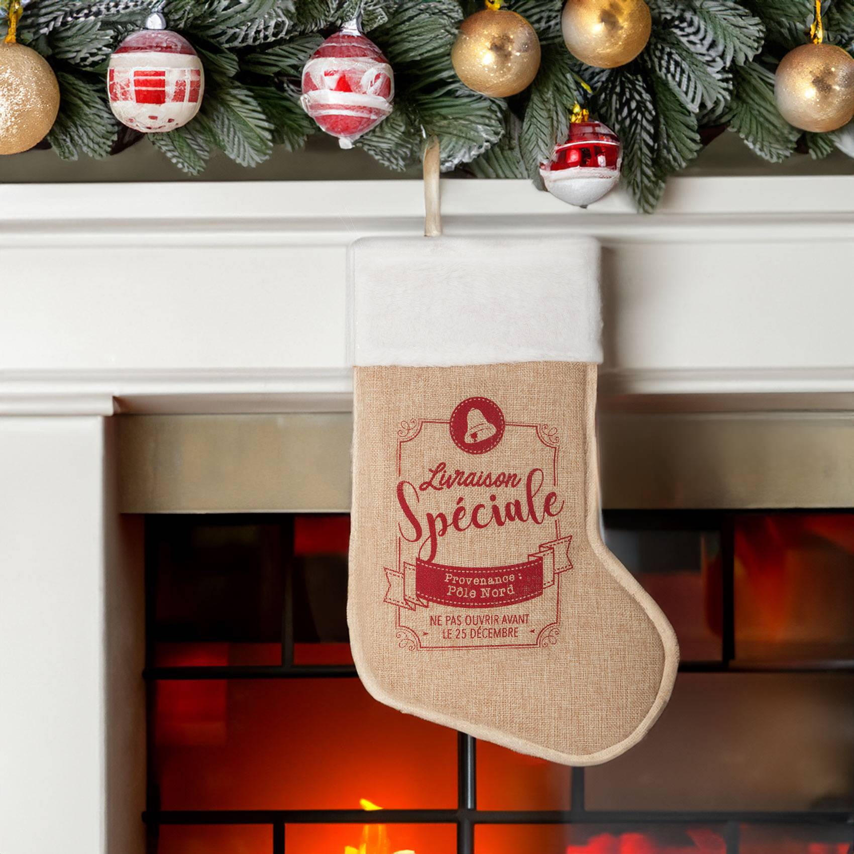 Sans Marque - Chaussette de Noël en toile de jute - Image 4