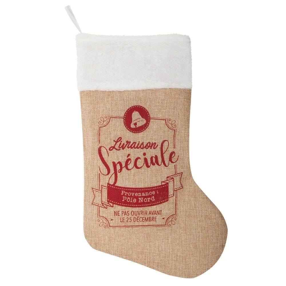 Sans Marque - Chaussette de Noël en toile de jute - Image 1