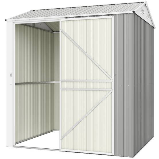 Abri de jardin acier galvanisé hauteur spacieuse ventilation 209x177x236cm gris argent - ComfortXL Outdoor Living - Image 2