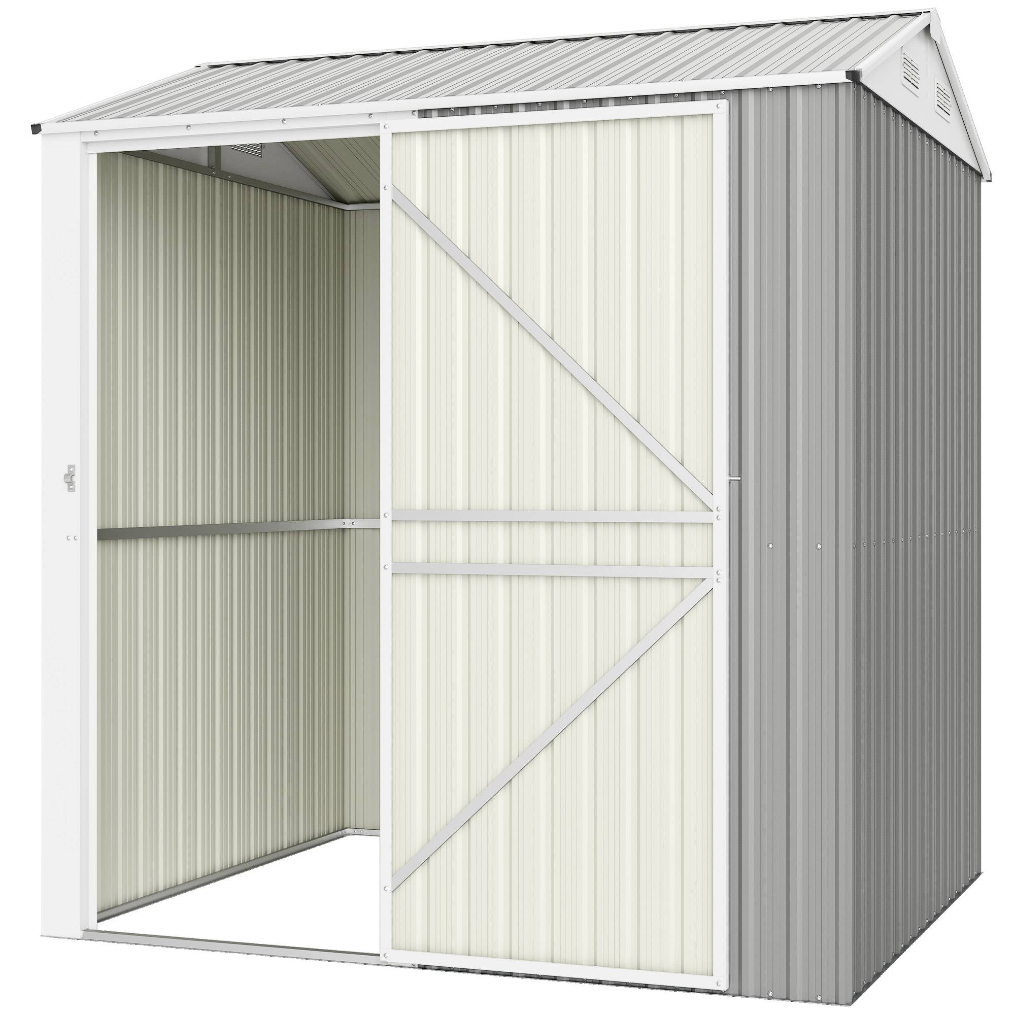 Abri de jardin acier galvanisé hauteur spacieuse ventilation 209x177x236cm gris argent - ComfortXL Outdoor Living - Image 2