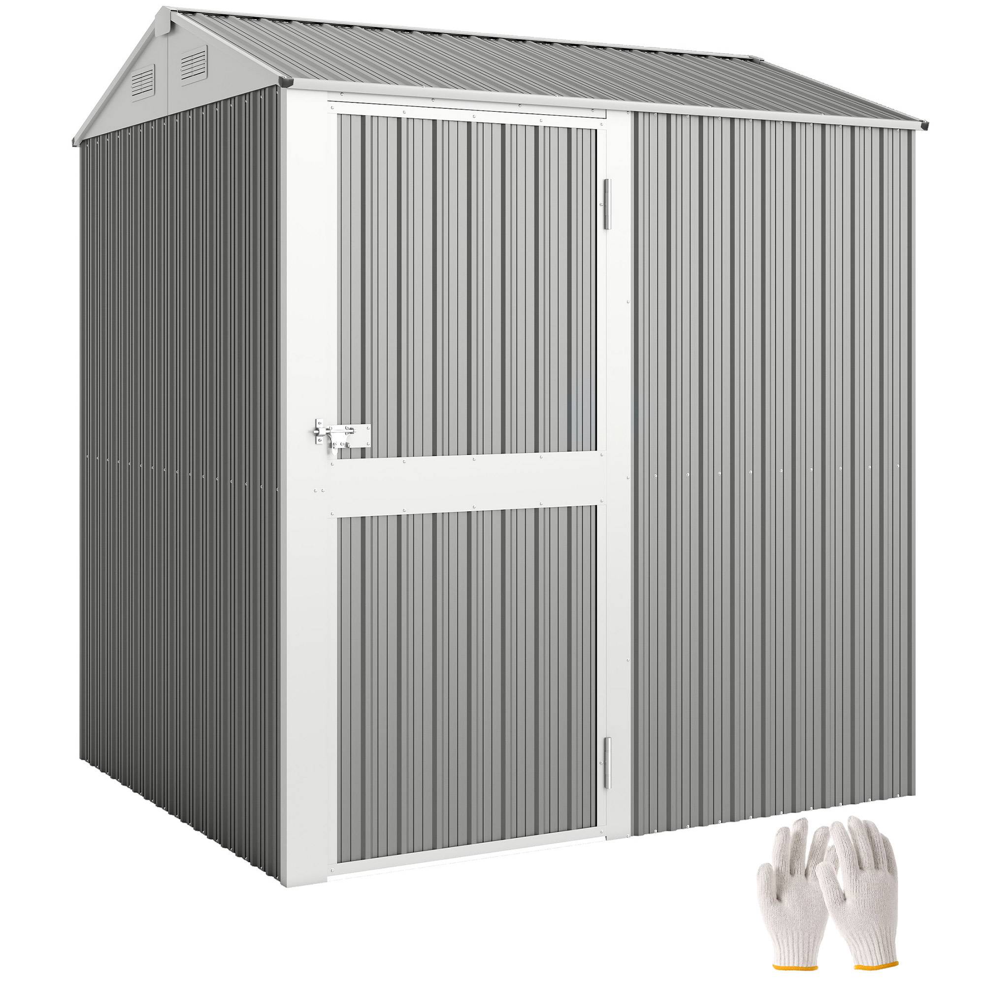 Abri de jardin acier galvanisé hauteur spacieuse ventilation 209x177x236cm gris argent - ComfortXL Outdoor Living - Image 1