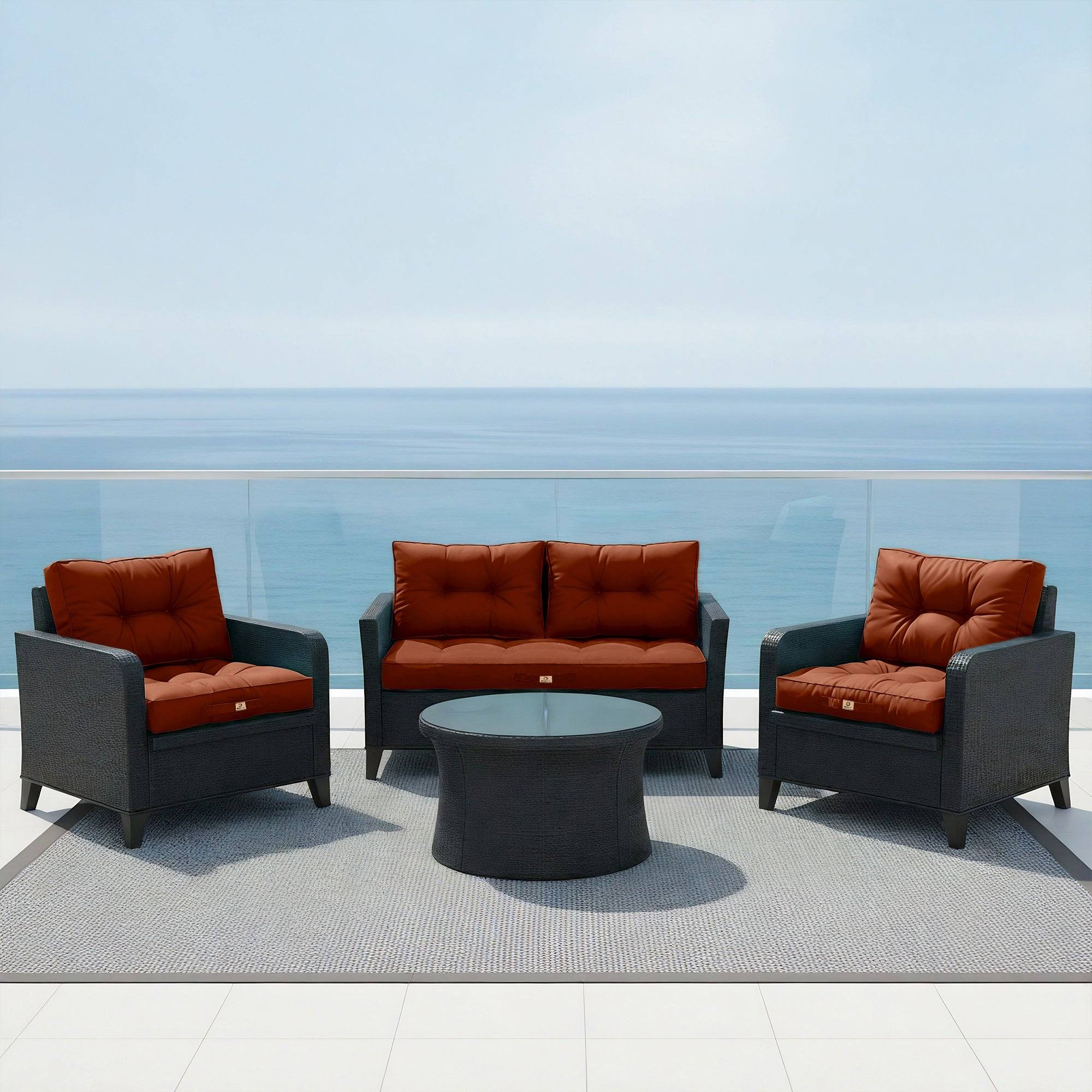 Coussins pour salon de jardin capitonné 50x50cm Terracotta - Déco arts - Image 6