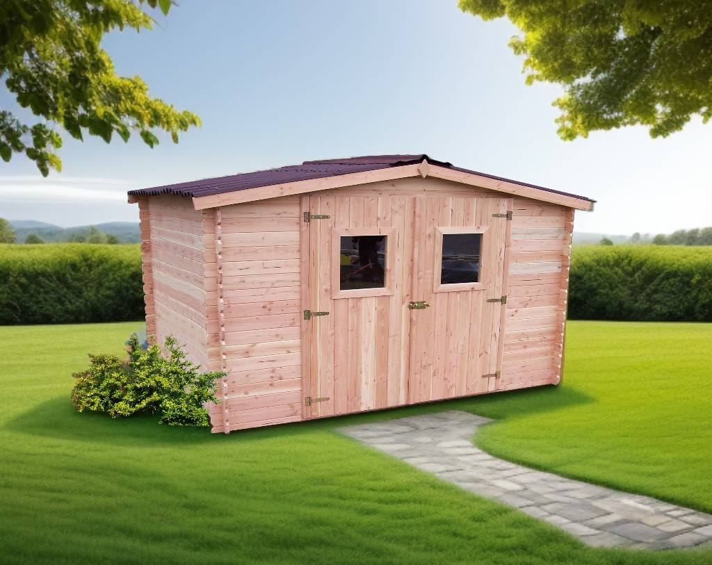 Habrita - Abri DUBLIN Douglas madriers 28 mm - 9,85 m² - sans plancher - toit double pente Habrita - Image 2