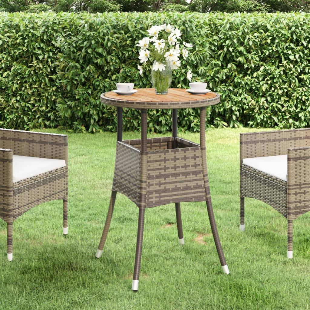 Petite Table de Jardin Ronde Grise Ø60 cm, Alliance Bois d'Acacia et Résine Tressée pour Balcon – ComfortXL Outdoor Living
