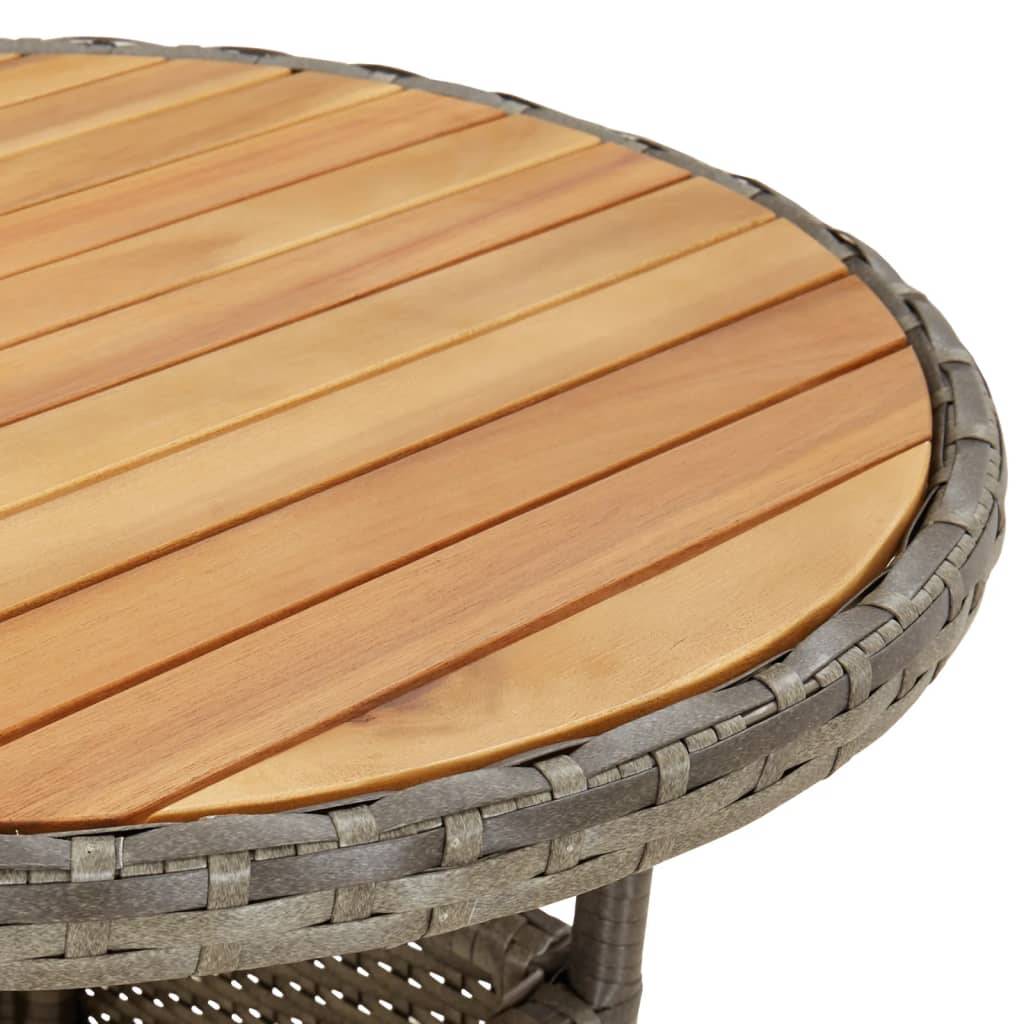 Petite Table de Jardin Ronde Grise Ø60 cm, Alliance Bois d'Acacia et Résine Tressée pour Balcon – ComfortXL Outdoor Living - Image 5