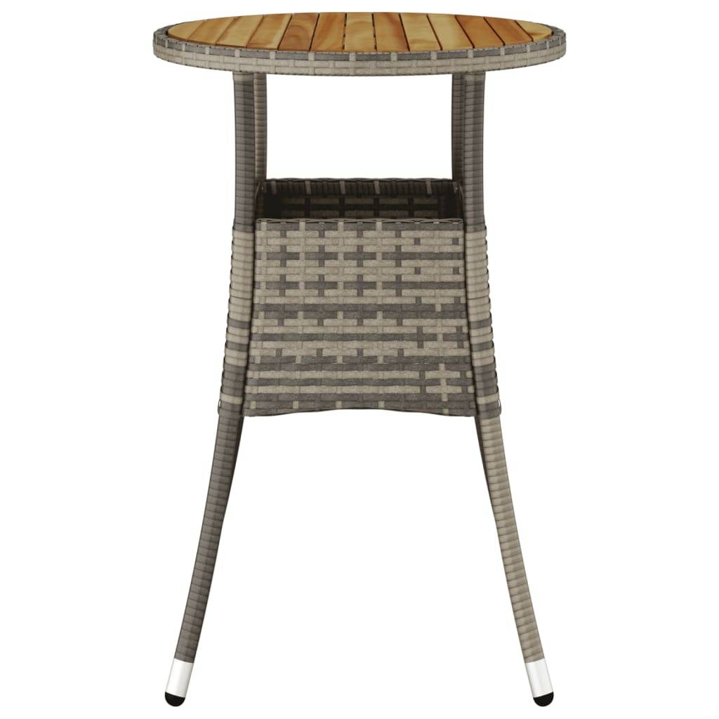 Petite Table de Jardin Ronde Grise Ø60 cm, Alliance Bois d'Acacia et Résine Tressée pour Balcon – ComfortXL Outdoor Living - Image 4
