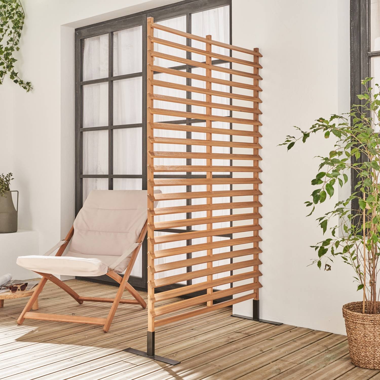 sweeek - Paravent extérieur en bois. 100cm. acacia. intérieur. extérieur  | sweeek