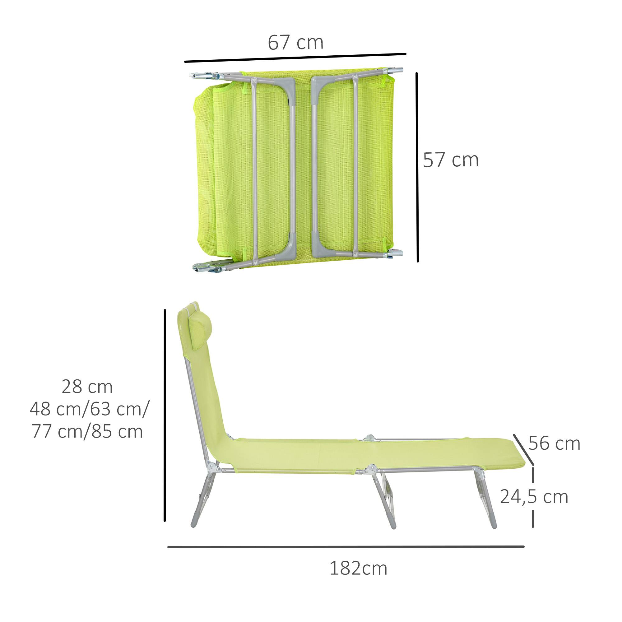Outsunny - Bain de soleil transat pliable dossier réglable 5 positions acier teslin vert - Outsunny - Image 3