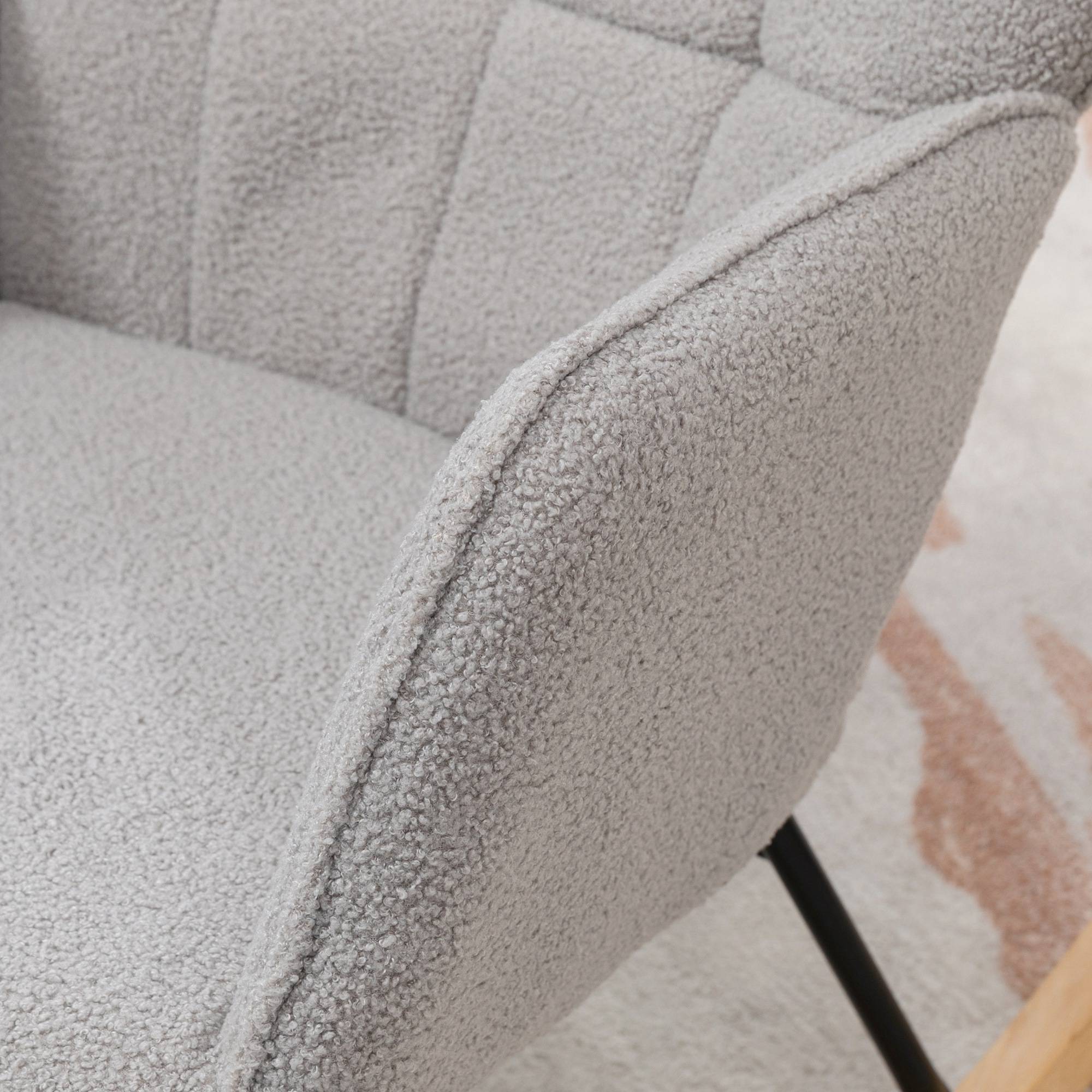 Sans Marque - Fauteuil à bascule rocking chair revêtement bouclette structure en acier 71 x 98 x 101 cm Gris clair - Image 10