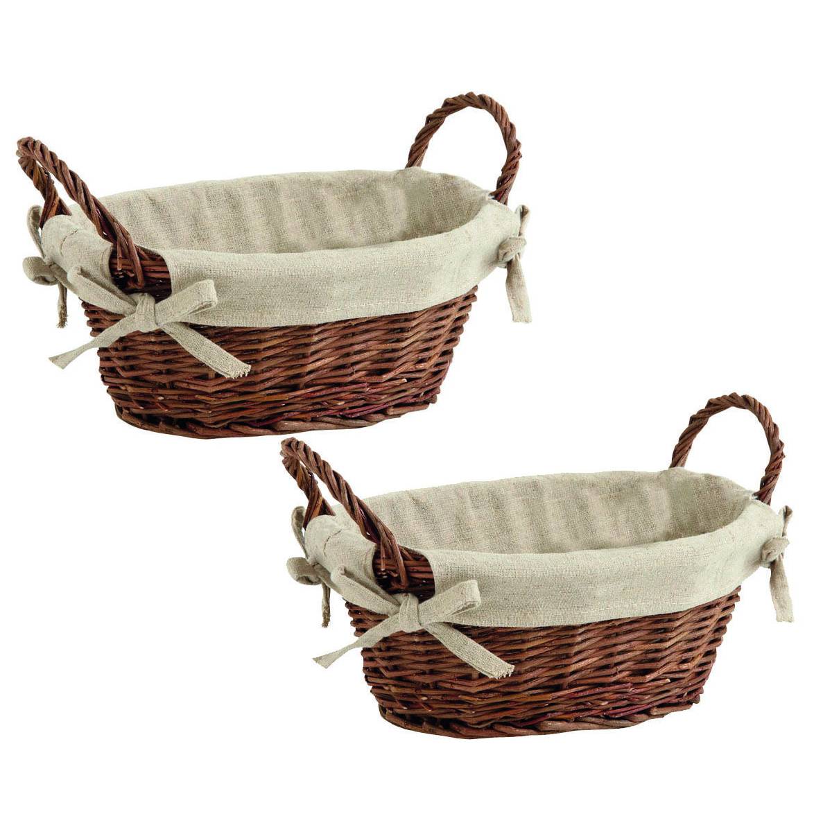 Aubry Gaspard - Corbeille en osier doublée jute Lot de 2 - Image 1