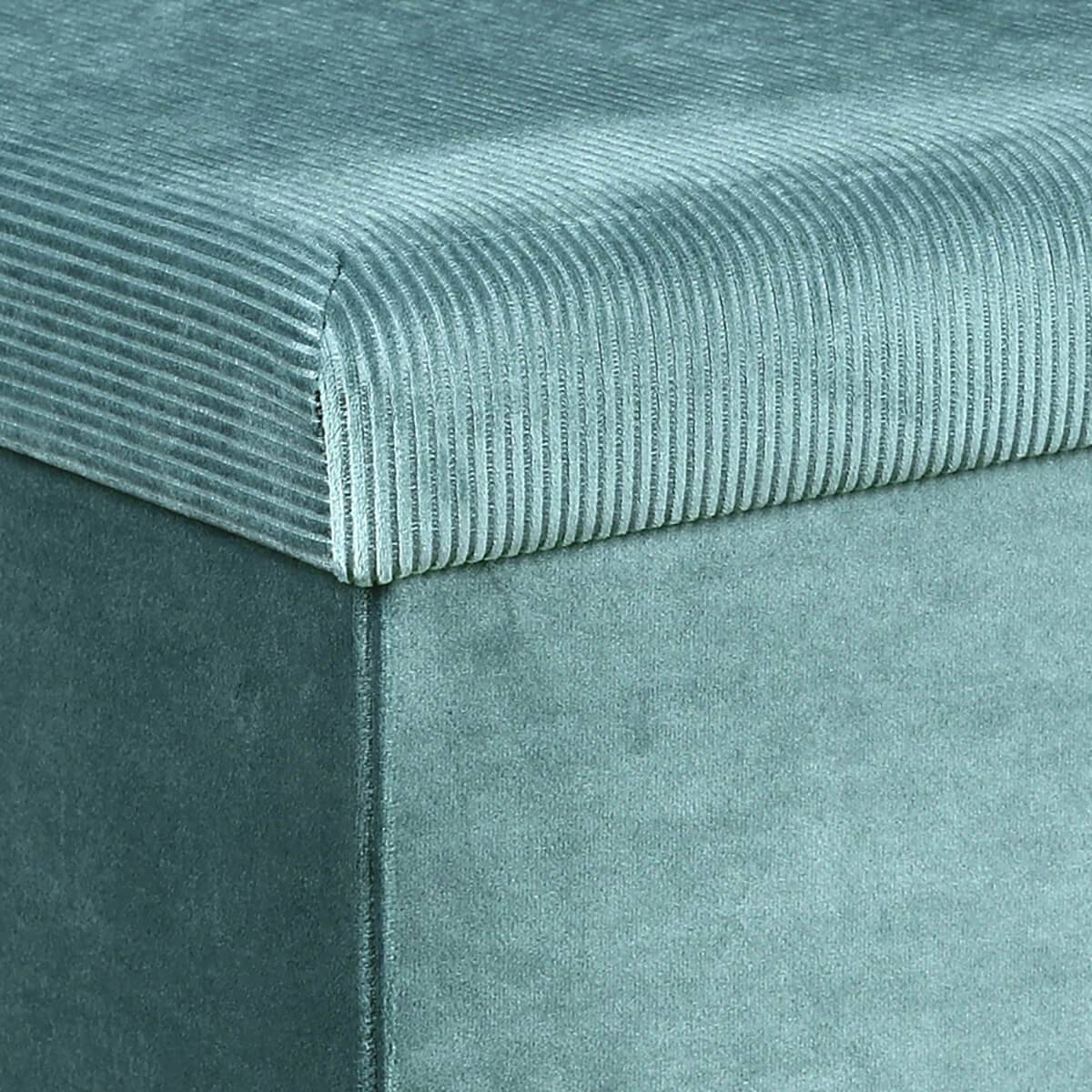 Banc Coffre Pliable en Velours Côtelé Bleu Canard - NEIRA - Image 6