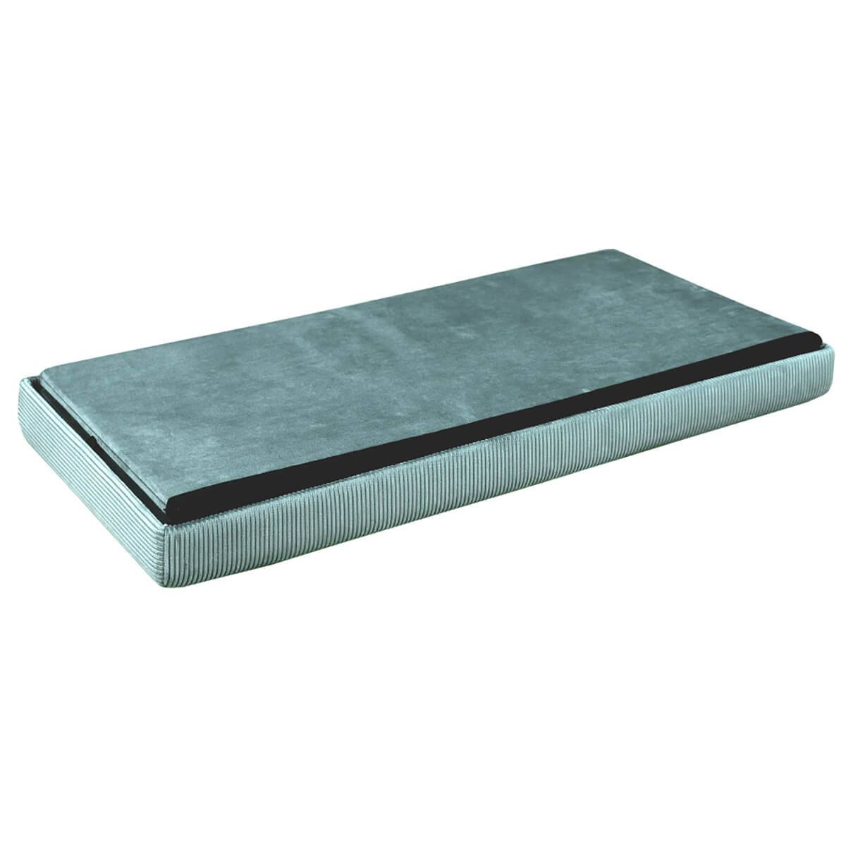 Banc Coffre Pliable en Velours Côtelé Bleu Canard - NEIRA - Image 4