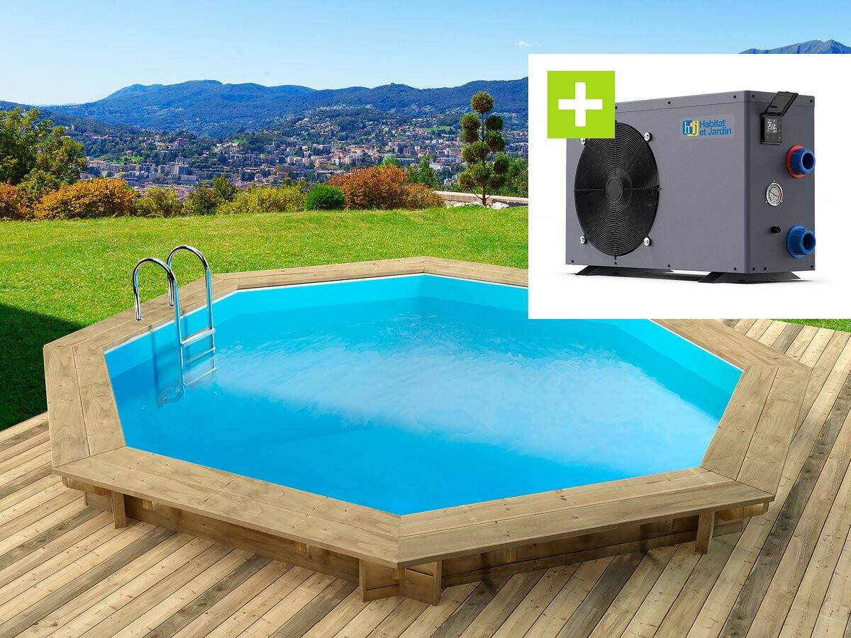 Habitat Et Jardin - Piscine Bois " Verona " - 5.10 X 1.20 M + Pompe à Chaleur - Puissance 6.1 Kw -habitat Et Jardin - Image 1