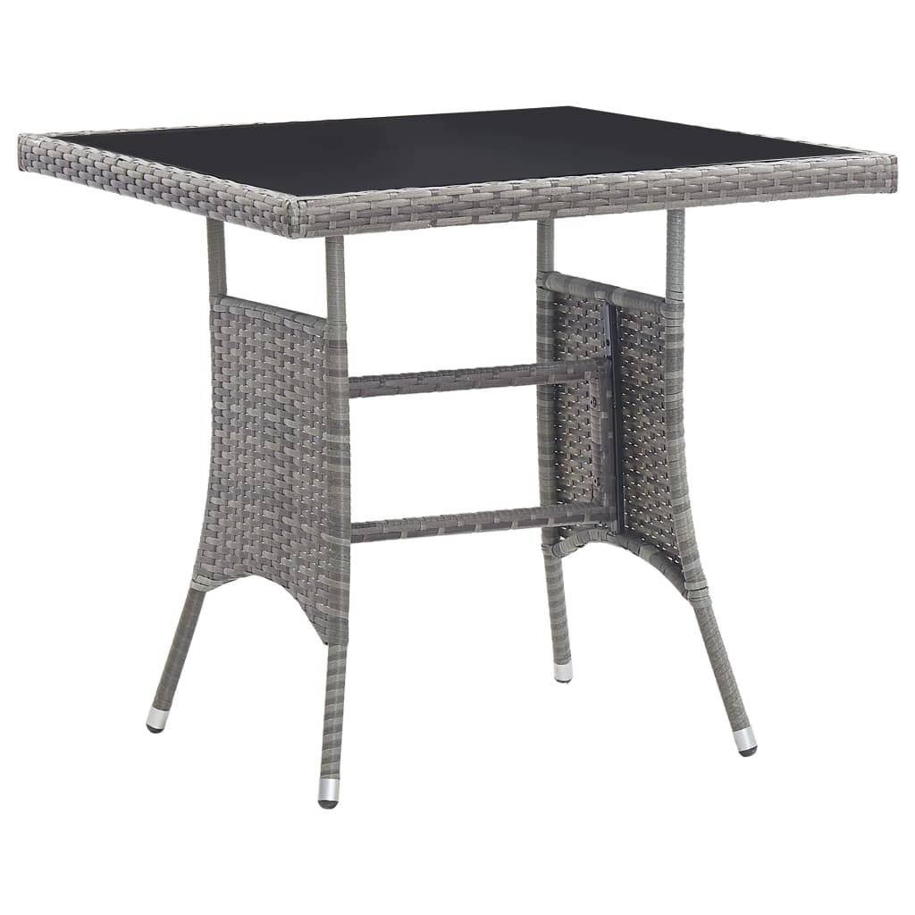 ComfortXL - Table de Jardin Carrée Grise 80cm en Poly Rotin et Plateau Verre, Idéale pour 2 à 4 Personnes – ComfortXL Outdoor Living - Image 1
