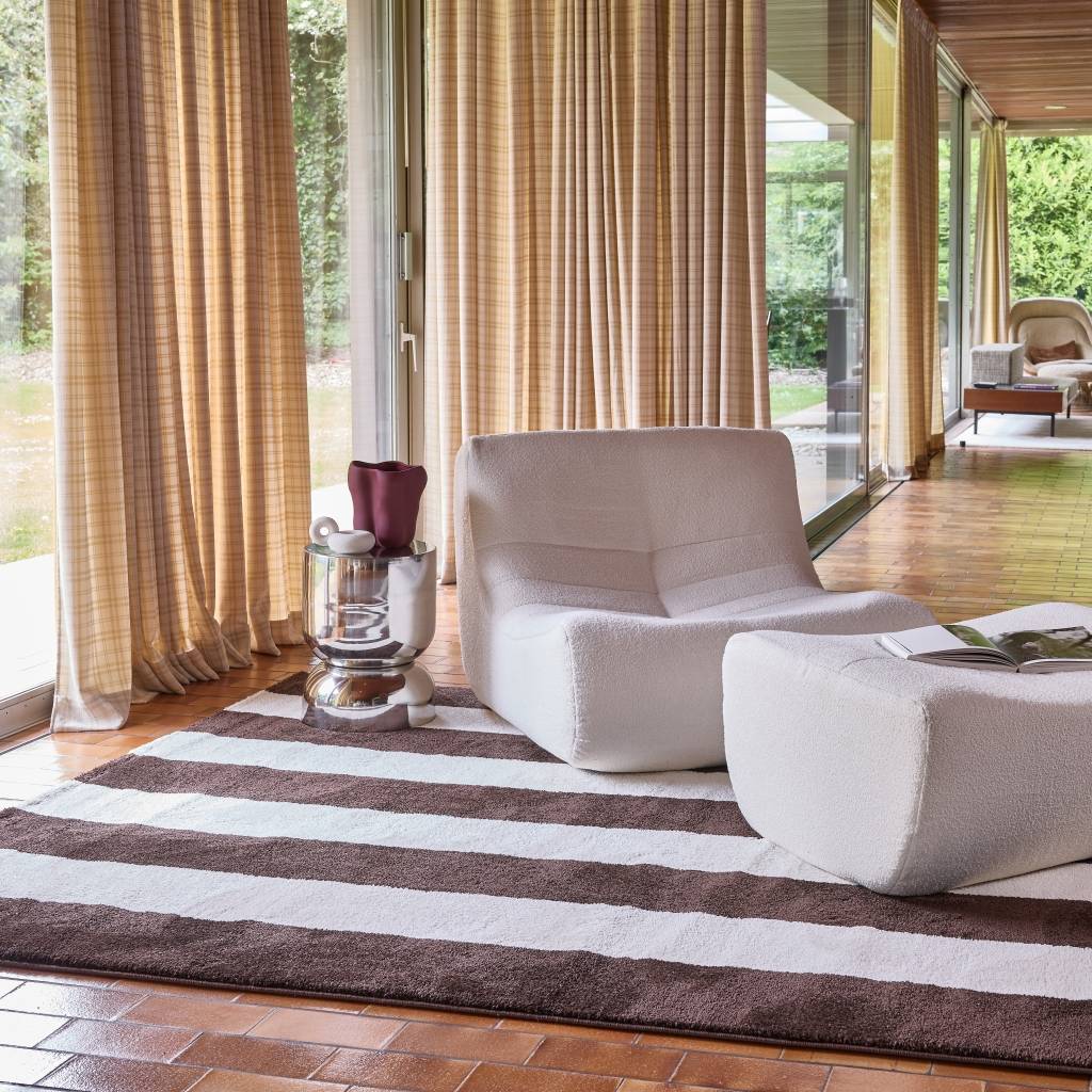 Tapis intérieur rayures marron et blanc 200x280cm - Pablo | sweeek - Image 1