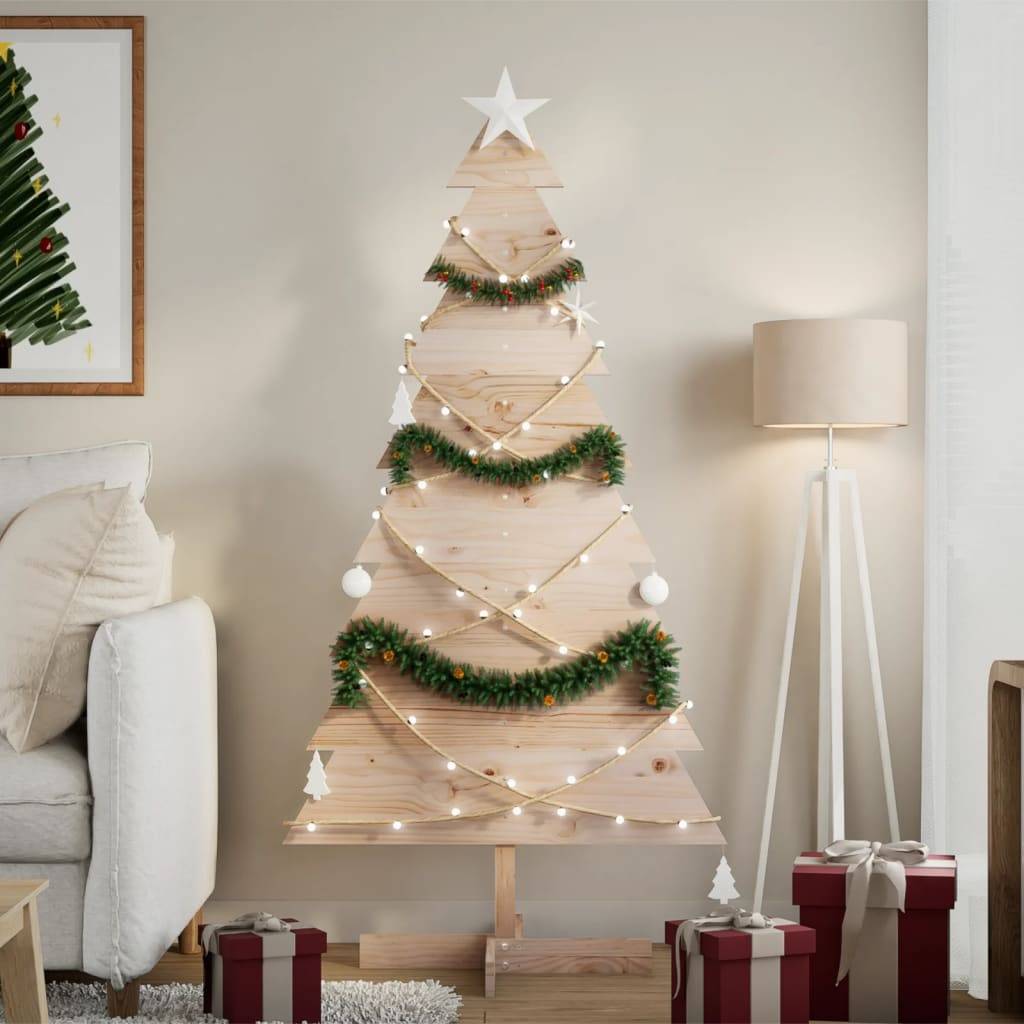 Sapin de Noël en Bois Pin Massif Décoration Intérieure 150 cm Naturel – ComfortXL Outdoor Living - Image 1