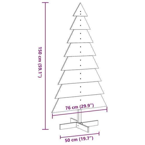 Sapin de Noël en Bois Pin Massif Décoration Intérieure 150 cm Naturel – ComfortXL Outdoor Living - Image 8