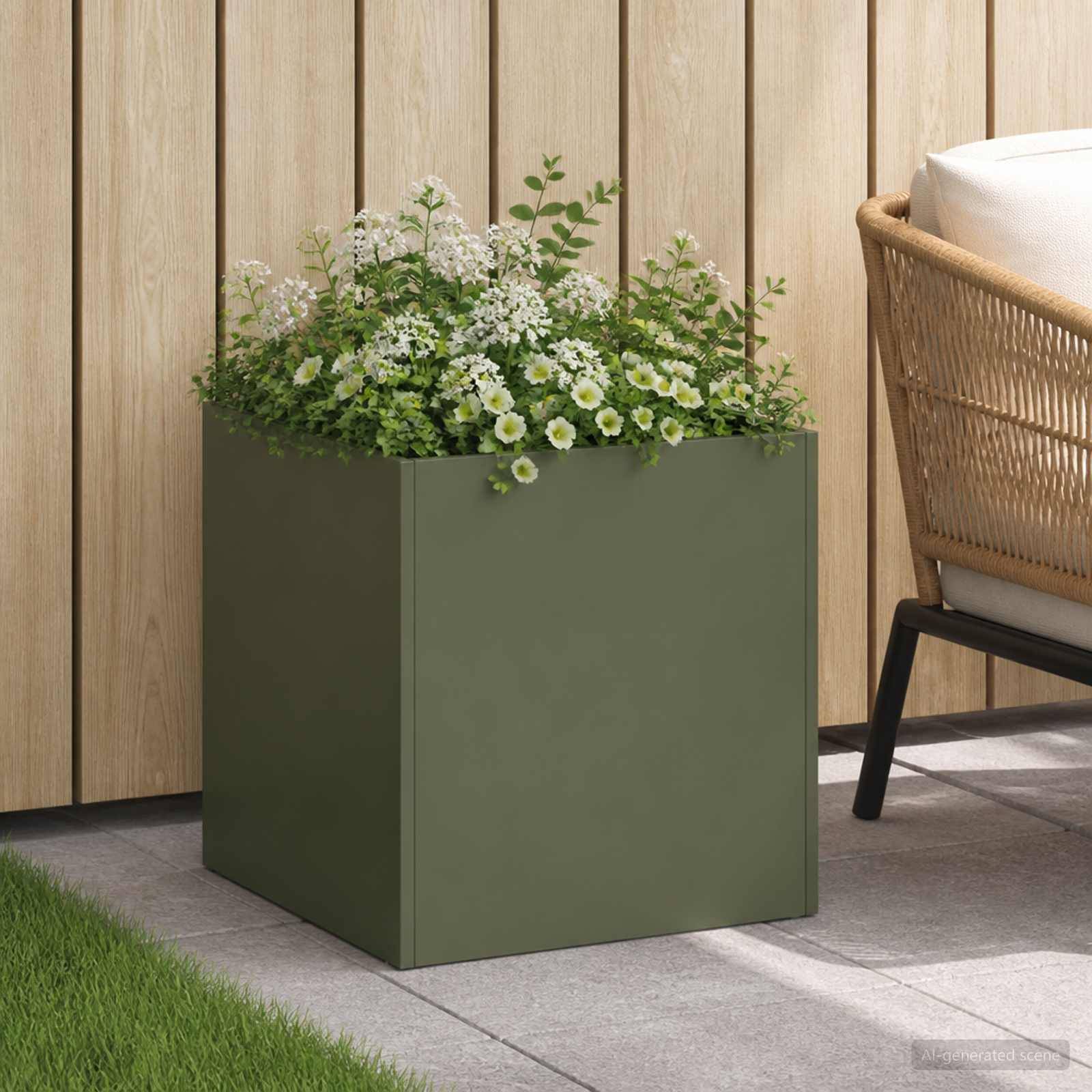 Vidaxl - Cache-pot de jardin Vert olive 20 x 20 x 20 cm vidaXL 8004930 - Image 1