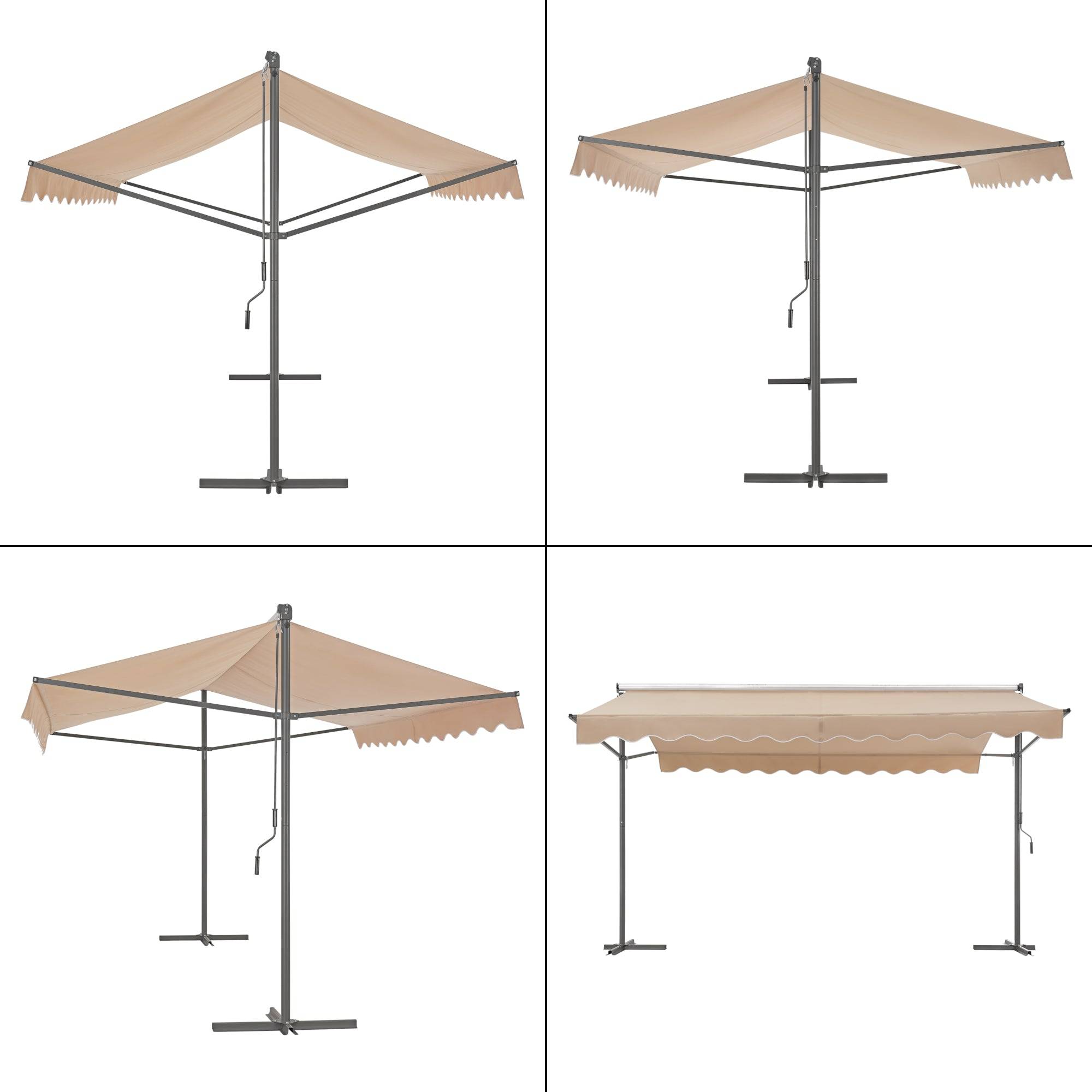 Store banne autoportant à double pente 300 x 300 x 260 cm sable - Image 4