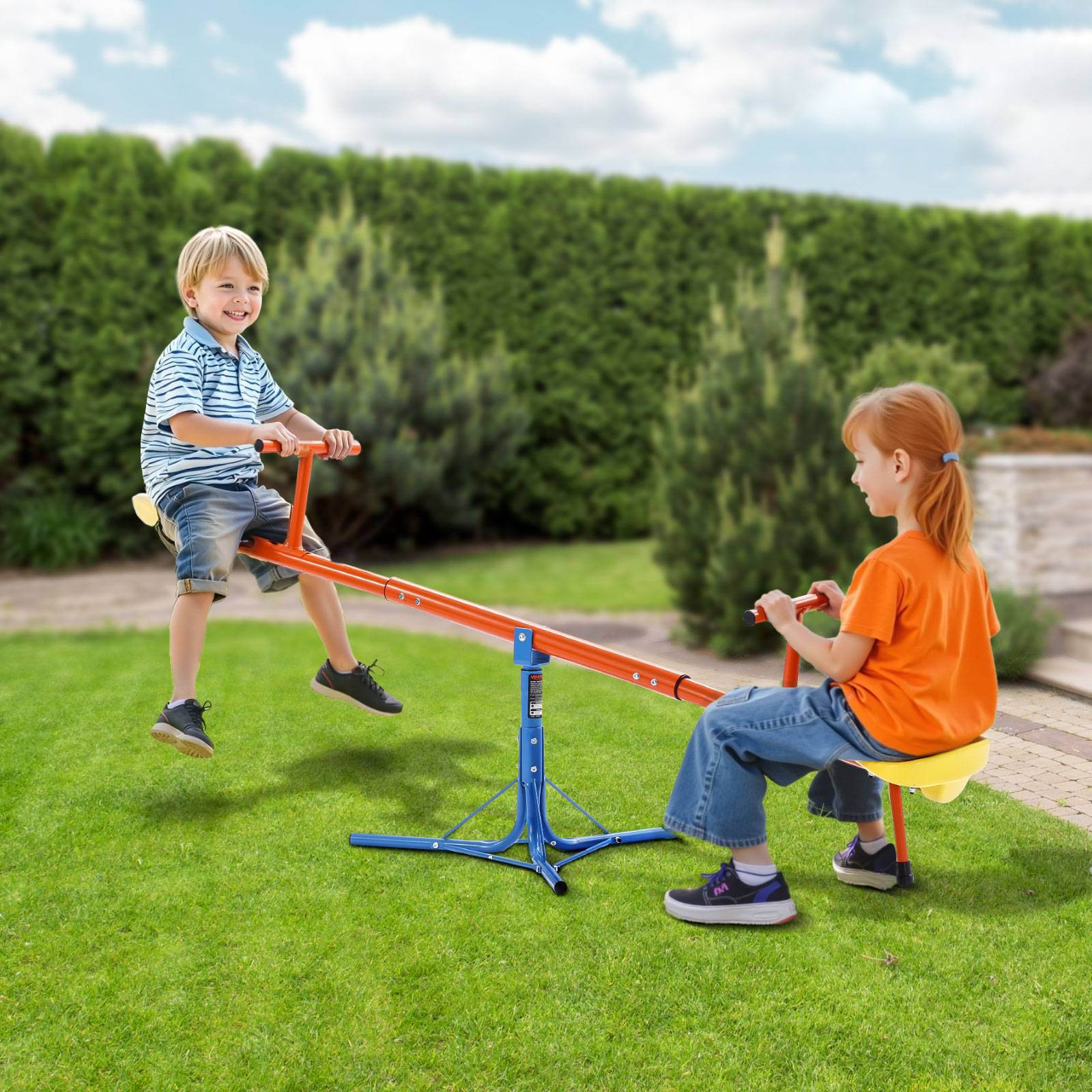 Vevor - VEVOR Balançoire à bascule biplace, rotation 360°, capacité 45,4 kg/siège, poignées confortables, pieds 3 branches, pour enfants 3 ans + - Image 8