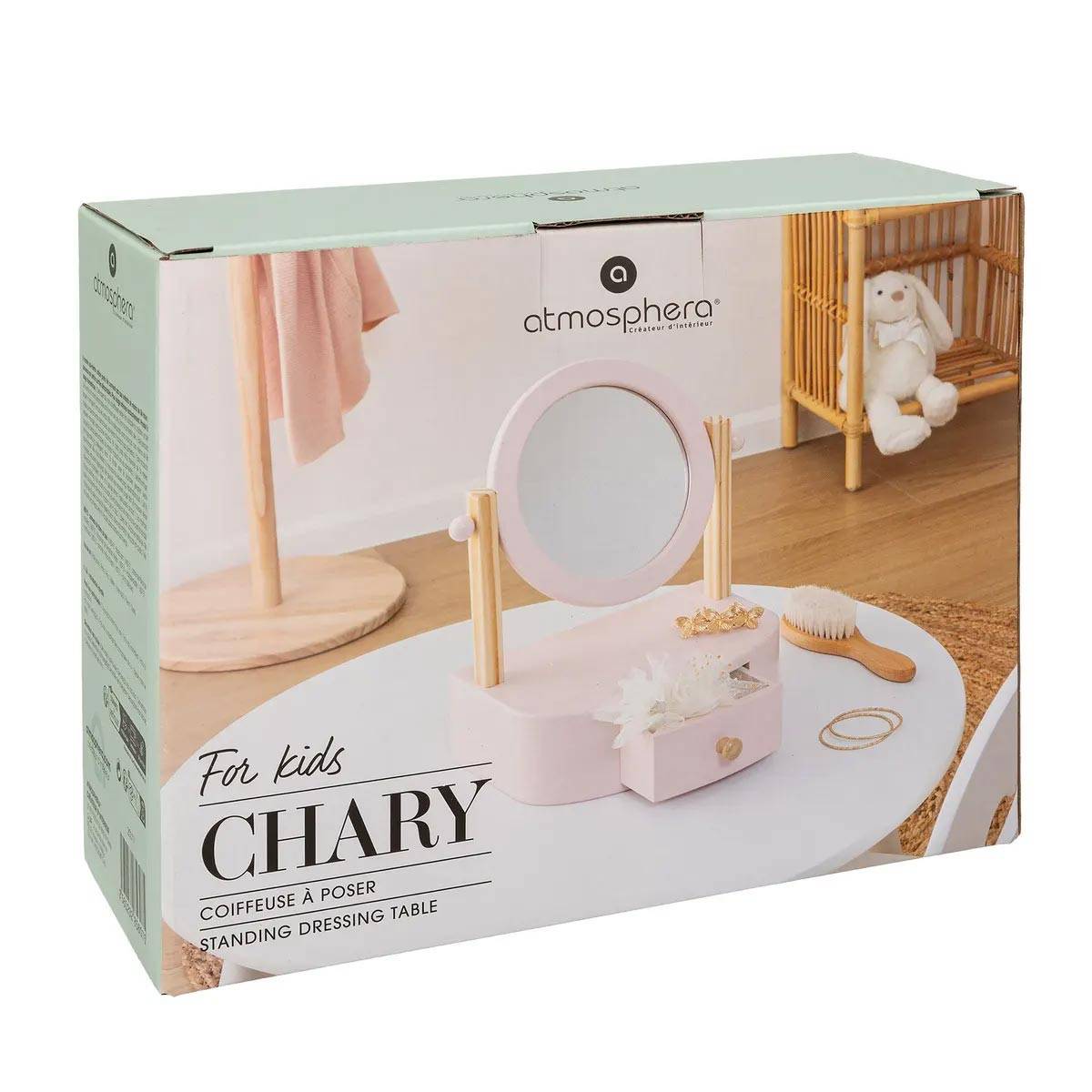 Coiffeuse à Poser Enfant "Chary" 28cm Rose - Image 7