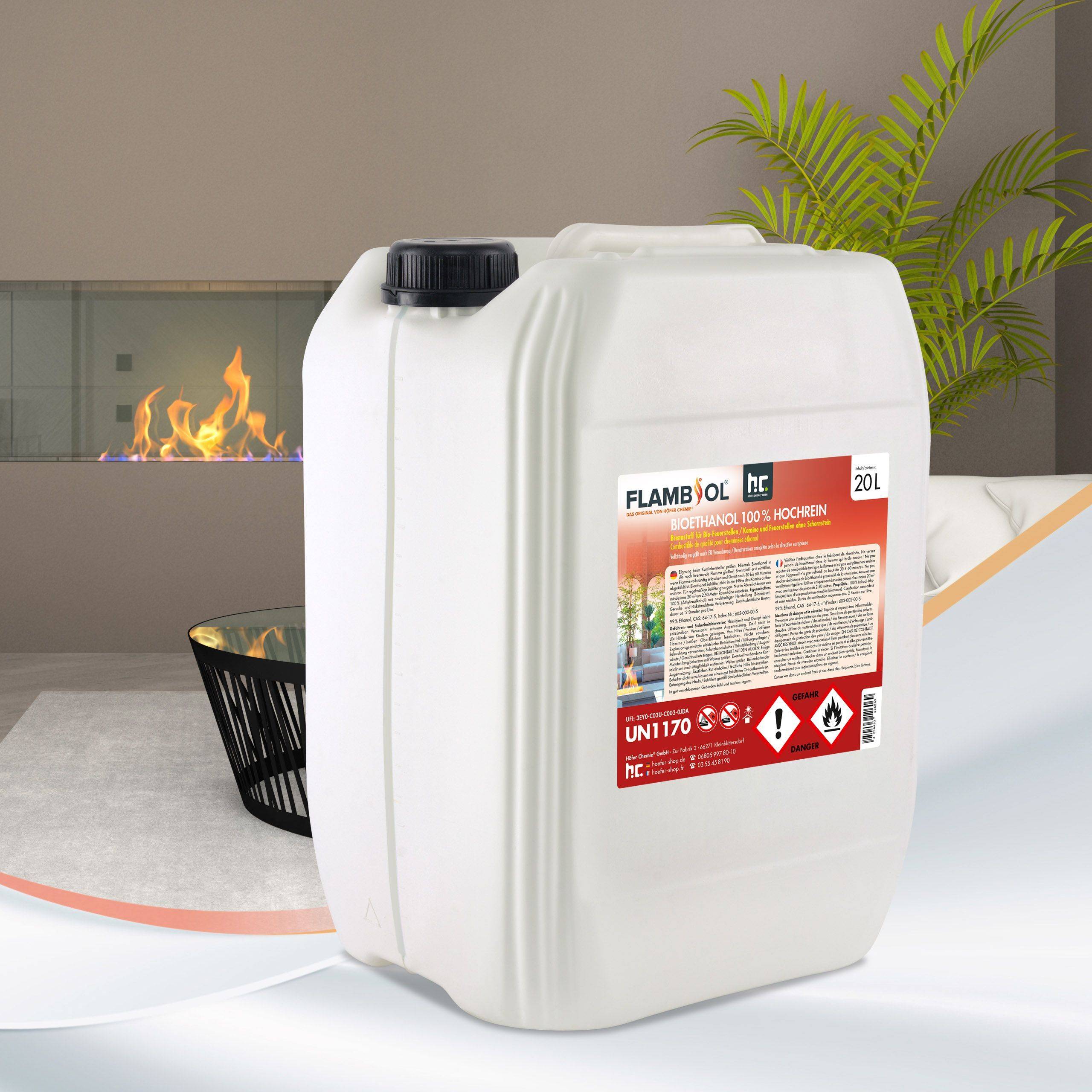 Bioéthanol à 100 % dénaturé FLAMBIOL® en bidon de 20 L x 6 - Image 5