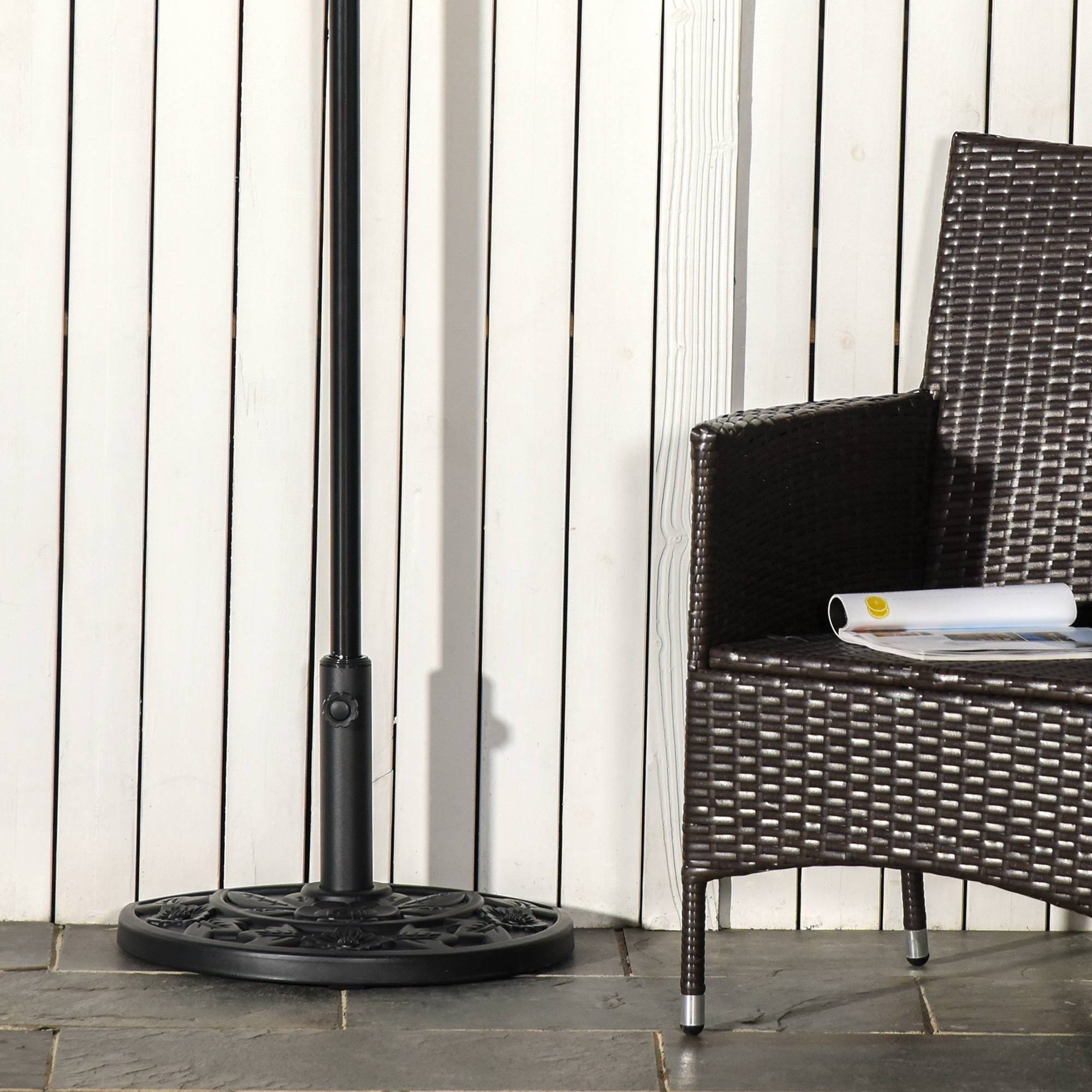 Base parasol semi-circulaire 9 kg, support parasol mat 35mm/38mm/48mm, beton, terrasse patio 50x32x32 cm noir - Image 10