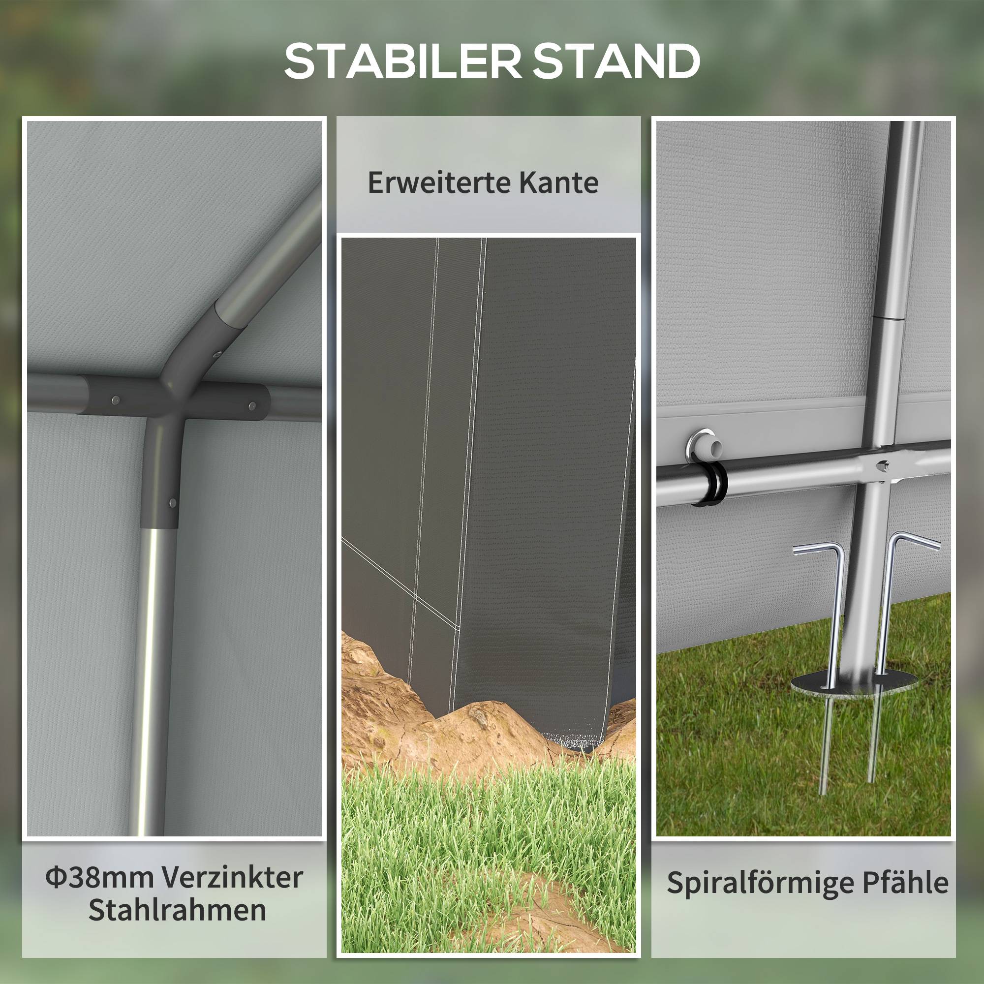 ComfortXL - Tente garage PE gris 210 x 360 x 235 cm pour moto tondeuse avec fenêtre ventilée - ComfortXL Outdoor Living - Image 7