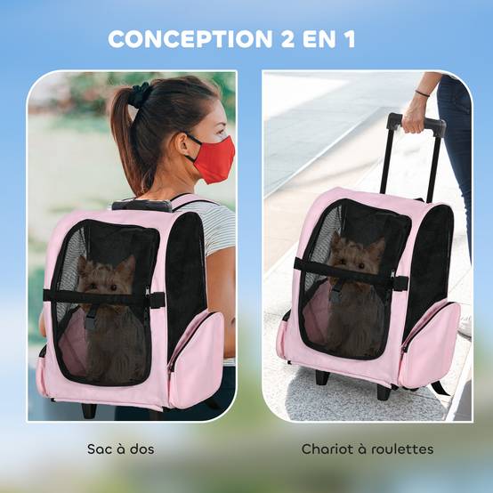 Sac transport à roulettes Tissus voyage trolley aérations multiples 42x25x55cm rose - ComfortXL Outdoor Living - Image 6