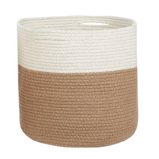 Paniers Beige et Blanc en Coton ⌀ 52 cm Corbeille à Linge Tressée Pratique pour Intérieur Salon Chambre Rangement Lot de 2 - Image 4