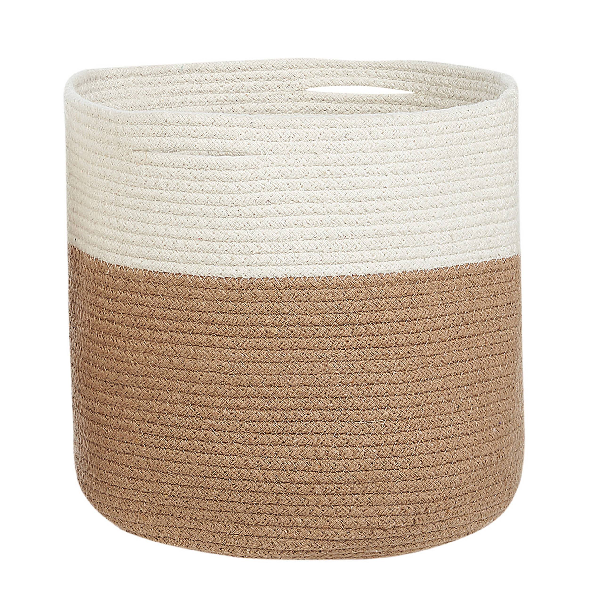 Paniers Beige et Blanc en Coton ⌀ 52 cm Corbeille à Linge Tressée Pratique pour Intérieur Salon Chambre Rangement Lot de 2 - Image 4