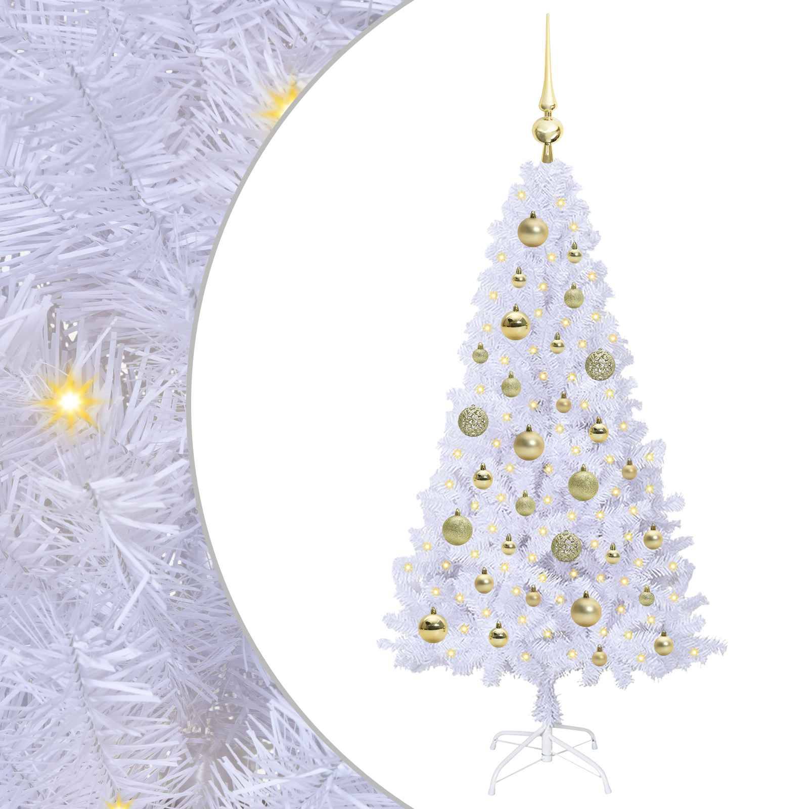 Sapin de Noël | Arbre de Noël artificiel avec 150 LED Blanc 120 cm PVC et Acier Maison Chic - Image 1