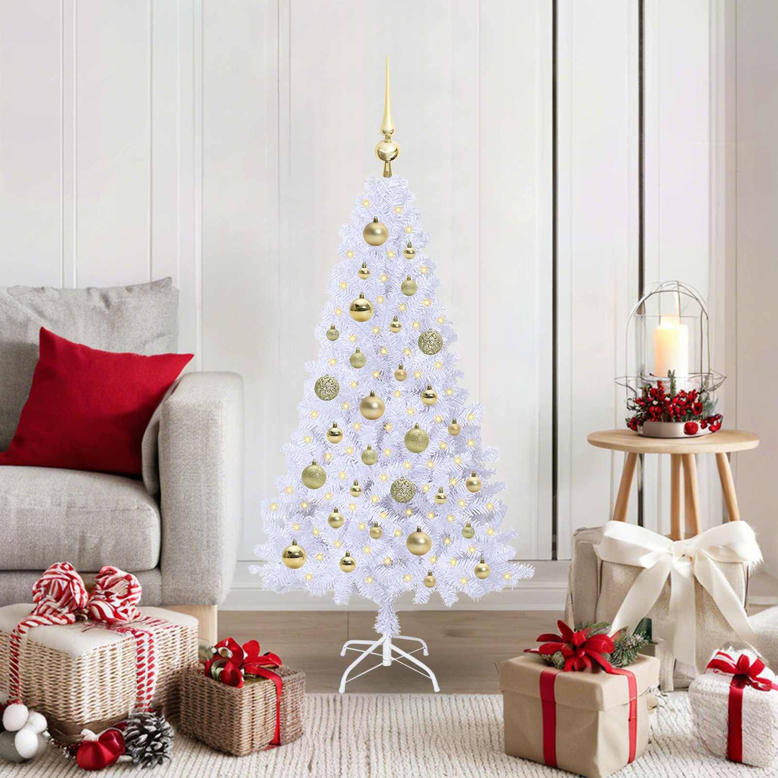 Sapin de Noël | Arbre de Noël artificiel avec 150 LED Blanc 120 cm PVC et Acier Maison Chic - Image 2