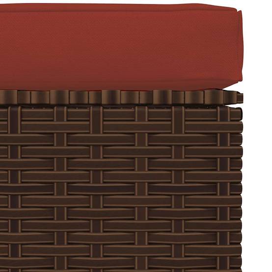 Repose-pied de jardin | Tabouret de jardin | Pouf et coussin Marron 70x70x30 cm Poly rotin Maison Chic - Image 4
