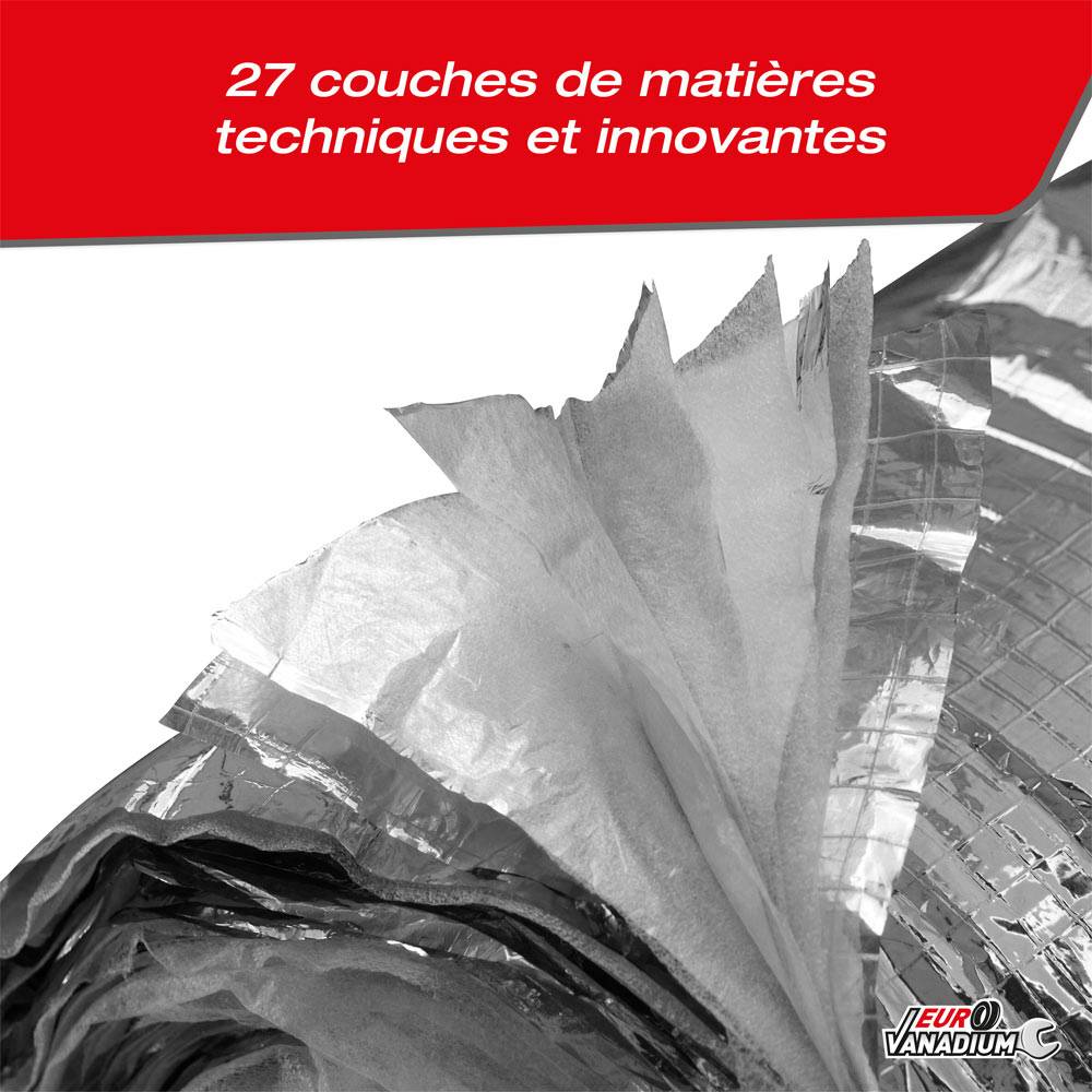 Isolant multicouche mince pour toiture et rénovation - Isolation thermique et phonique découpable 27 épaisseurs 15 m² Gris - Image 3