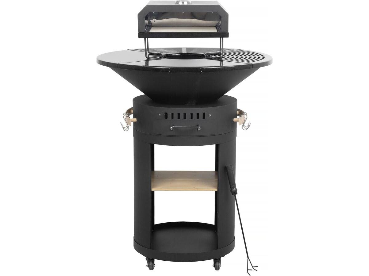Barbecue Plancha Brasero Avec Four à Pizza "césar Premium"- ø 81 Cm - Noir -habitat Et Jardin