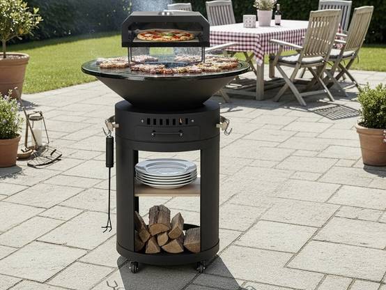 Barbecue Plancha Brasero Avec Four à Pizza "césar Premium"- ø 81 Cm - Noir -habitat Et Jardin - Image 2