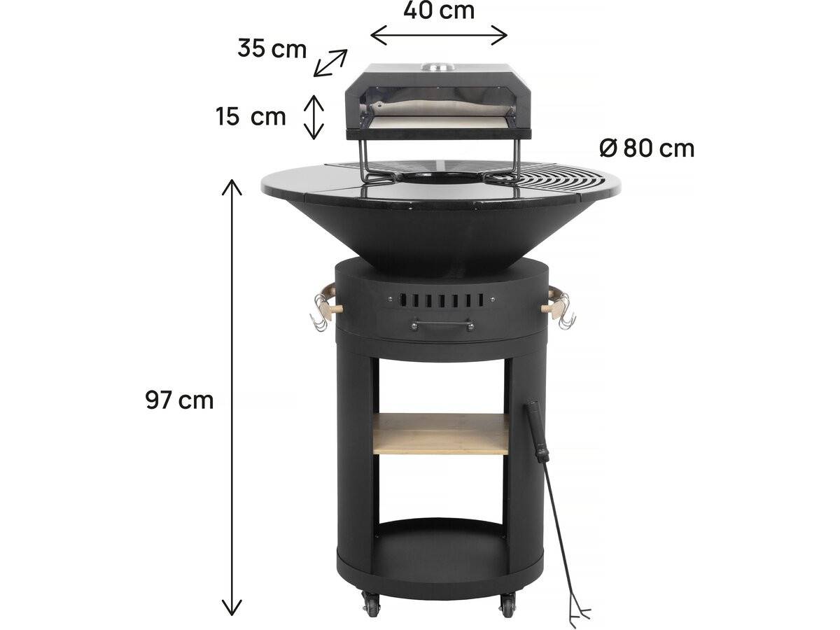Barbecue Plancha Brasero Avec Four à Pizza "césar Premium"- ø 81 Cm - Noir -habitat Et Jardin - Image 4