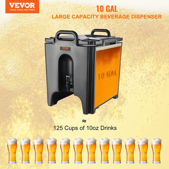 VEVOR Distributeur boissons isotherme 37,6 L, eau chaude/froide non électrique. Camping. - Image 2