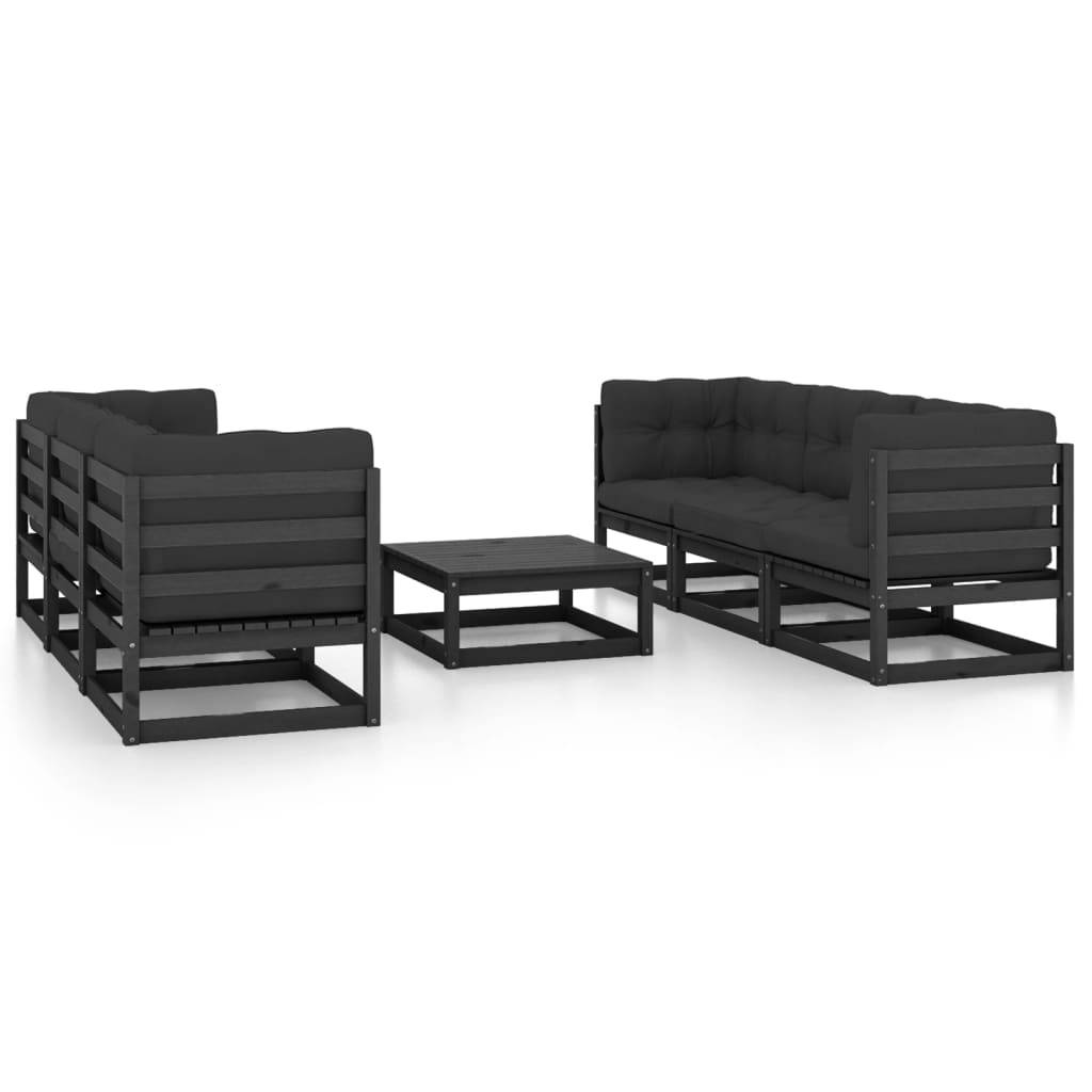 Helloshop26 - Salon de jardin meuble d'extérieur ensemble de mobilier 7 pièces avec coussins bois de pin massif - Image 1