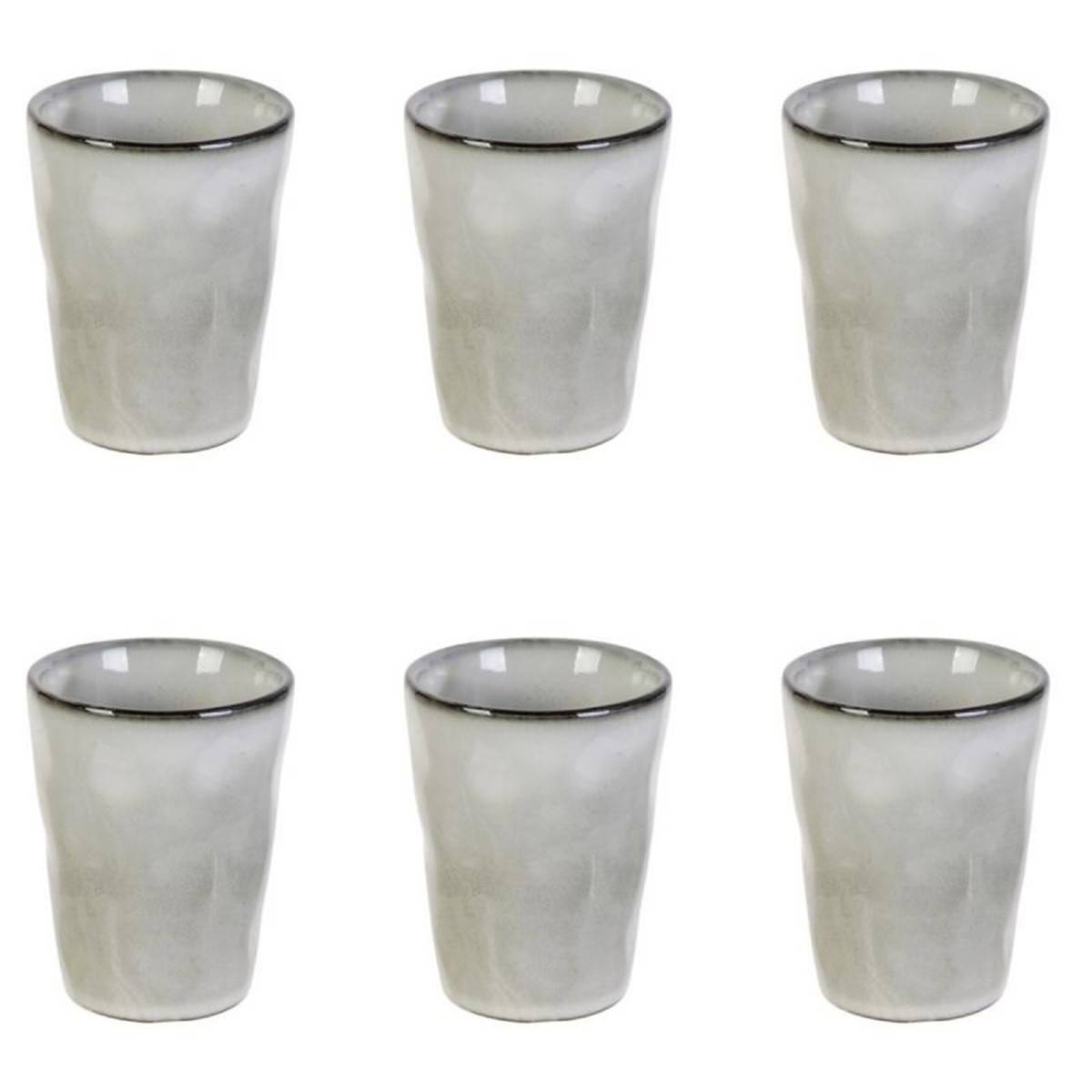 The Home Deco Factory - Lot de 6 Tasses "Au Grès du Temps" 7cm Gris - Image 1