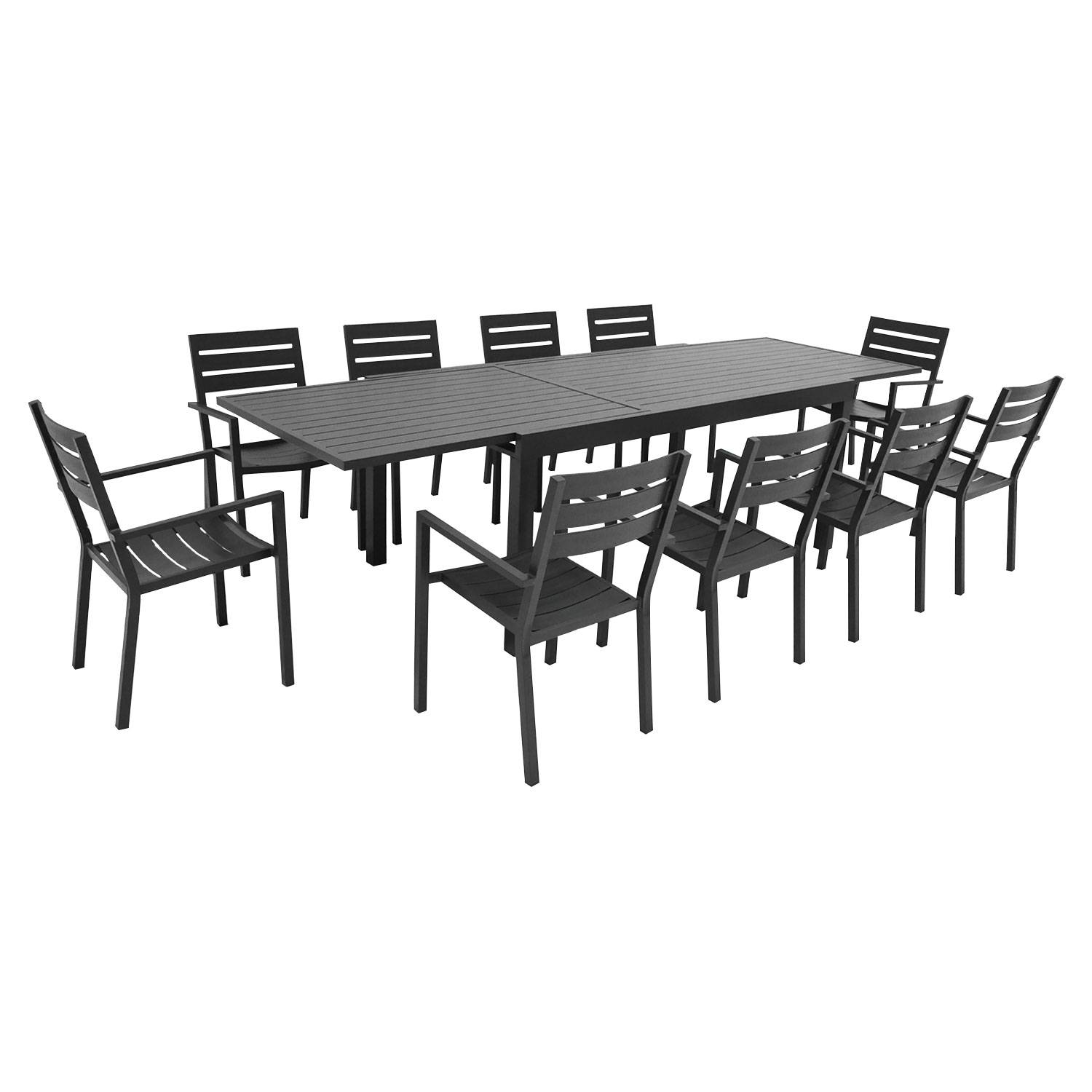 Happy Garden - Salon de jardin extensible 10 places de 180/300cm aluminium anthracite VENEZIA - HAPPY GARDEN - Image 1