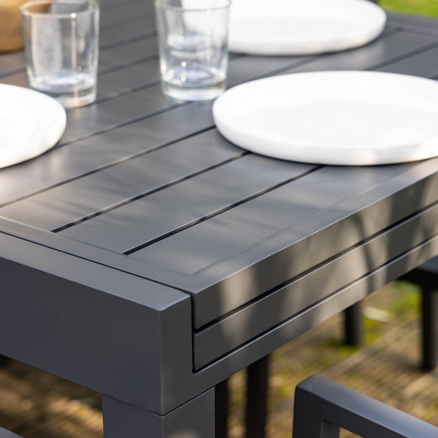 Happy Garden - Salon de jardin extensible 10 places de 180/300cm aluminium anthracite VENEZIA - HAPPY GARDEN - Image 6