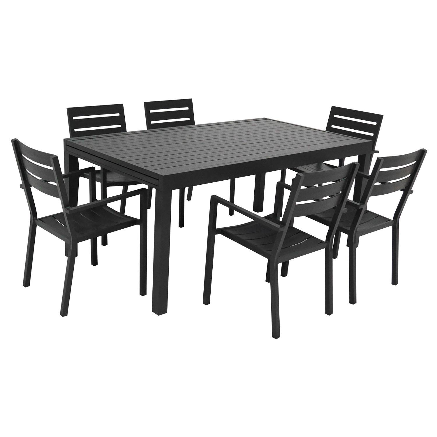 Happy Garden - Salon de jardin extensible 10 places de 180/300cm aluminium anthracite VENEZIA - HAPPY GARDEN - Image 4