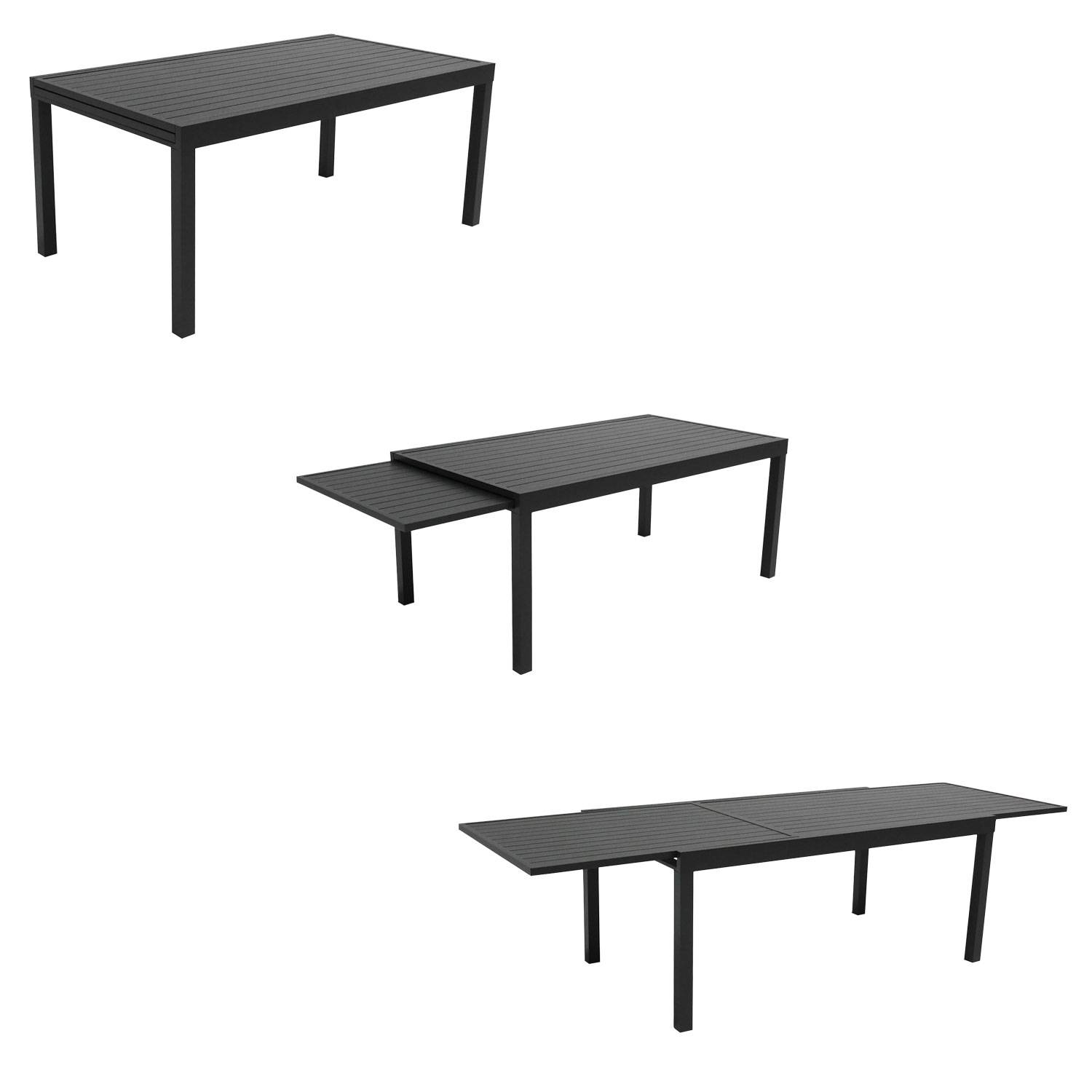 Happy Garden - Salon de jardin extensible 10 places de 180/300cm aluminium anthracite VENEZIA - HAPPY GARDEN - Image 3