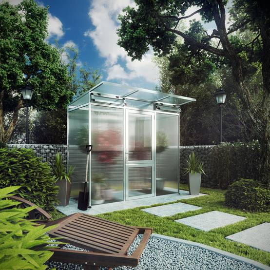 Serre de jardin 2,56m² Linea 1, aluminium et polycarbonate KGT - Image 2