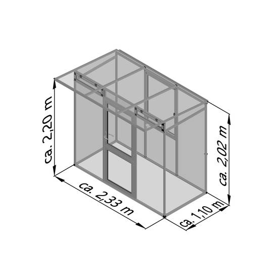 Serre de jardin 2,56m² Linea 1, aluminium et polycarbonate KGT - Image 3