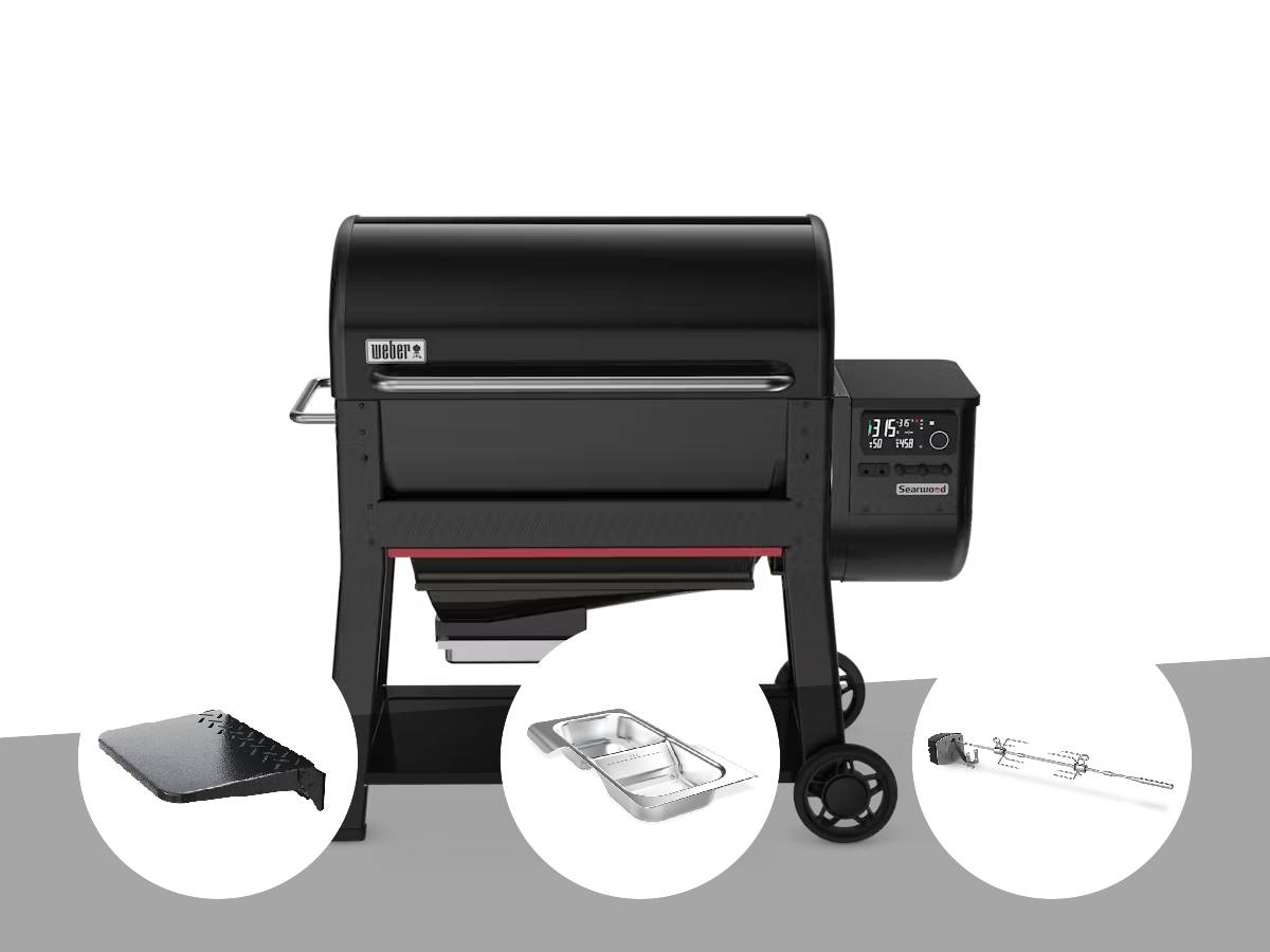 Weber - Barbecue à pellets Searwood XL 600 + Plan de travail + Kit de fumage + Rôtissoire - Weber - Image 1