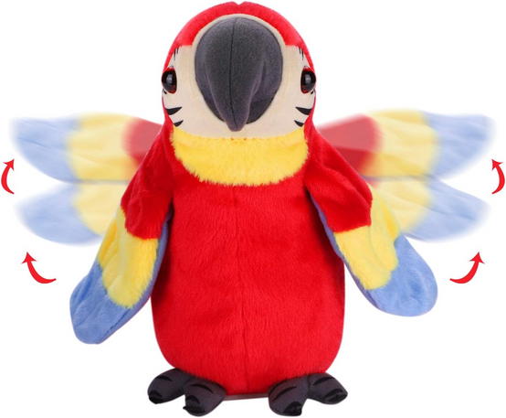 Perroquet Parlant En Peluche - Jouet Mimique Qui Répète 20cm - Rouge